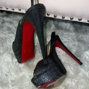 Christian Louboutin Shoes Christian Louboutin Heels Glittery Sparkly Black Poshmark
